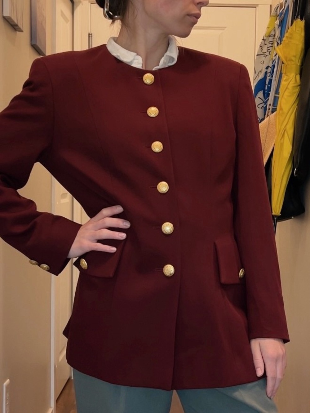 Vintage Escada by Margaretha Ley burgundy wool blazer